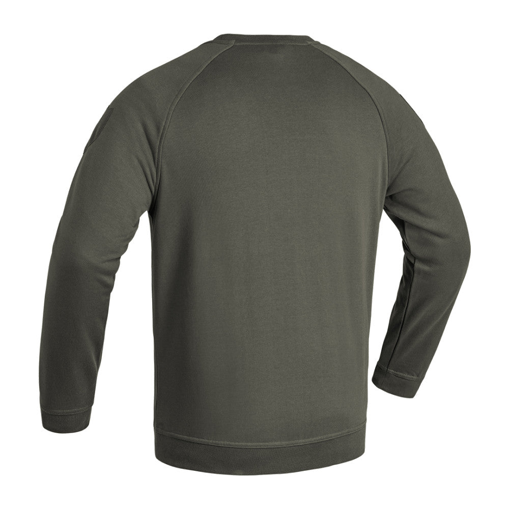 Pullover, Langarm, Olivegrün, Kunstfaser, Rundhalsausschnitt