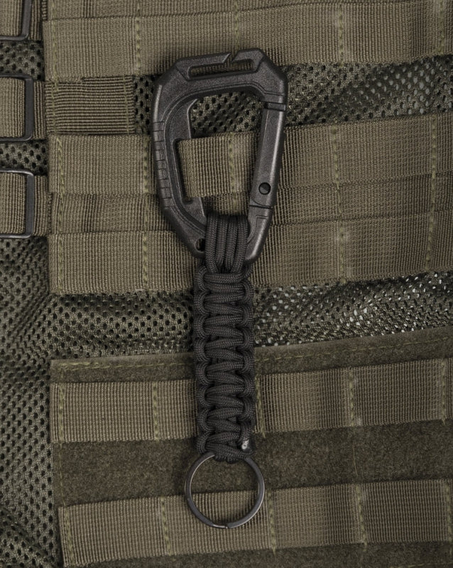Paracord Schlüsselanhänger mit Molle-Karabiner - schwarz
