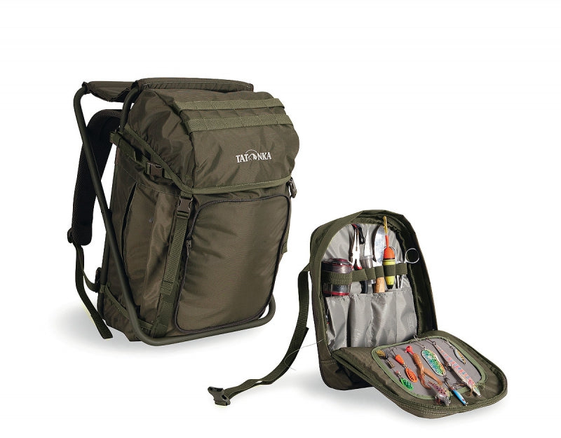 Angelrucksack mit Sitz oliv