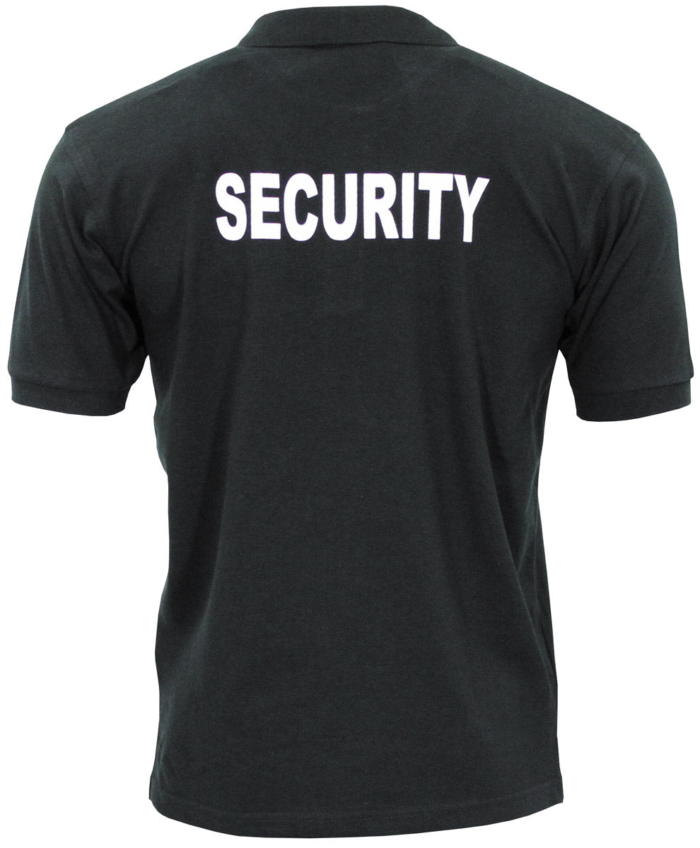 Poloshirt, schwarz, "Security", bedruckt