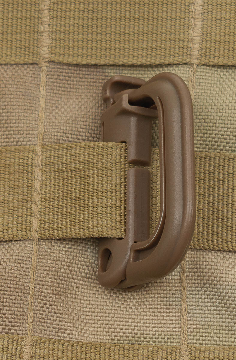 Karabiner, Plastik, "MOLLE", coyote tan, 2er Pack