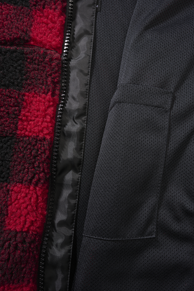 Women Teddyfleece Jacket Hooded red/black
