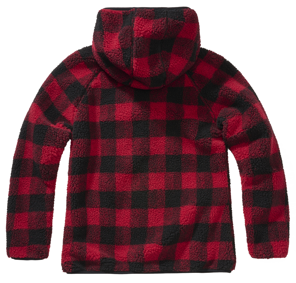 Women Teddyfleece Jacket Hooded red/black