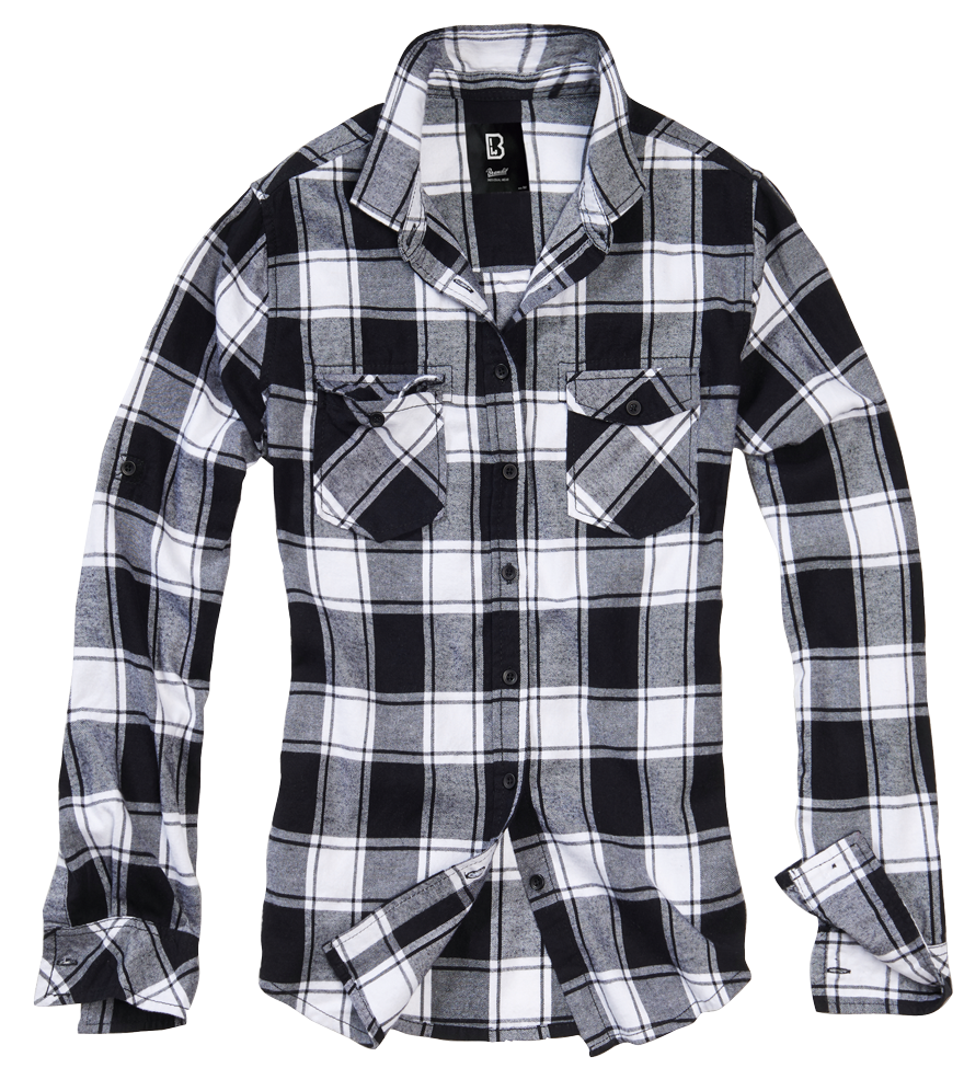 Women Amy Flannel Shirt Long Sleeve white-black