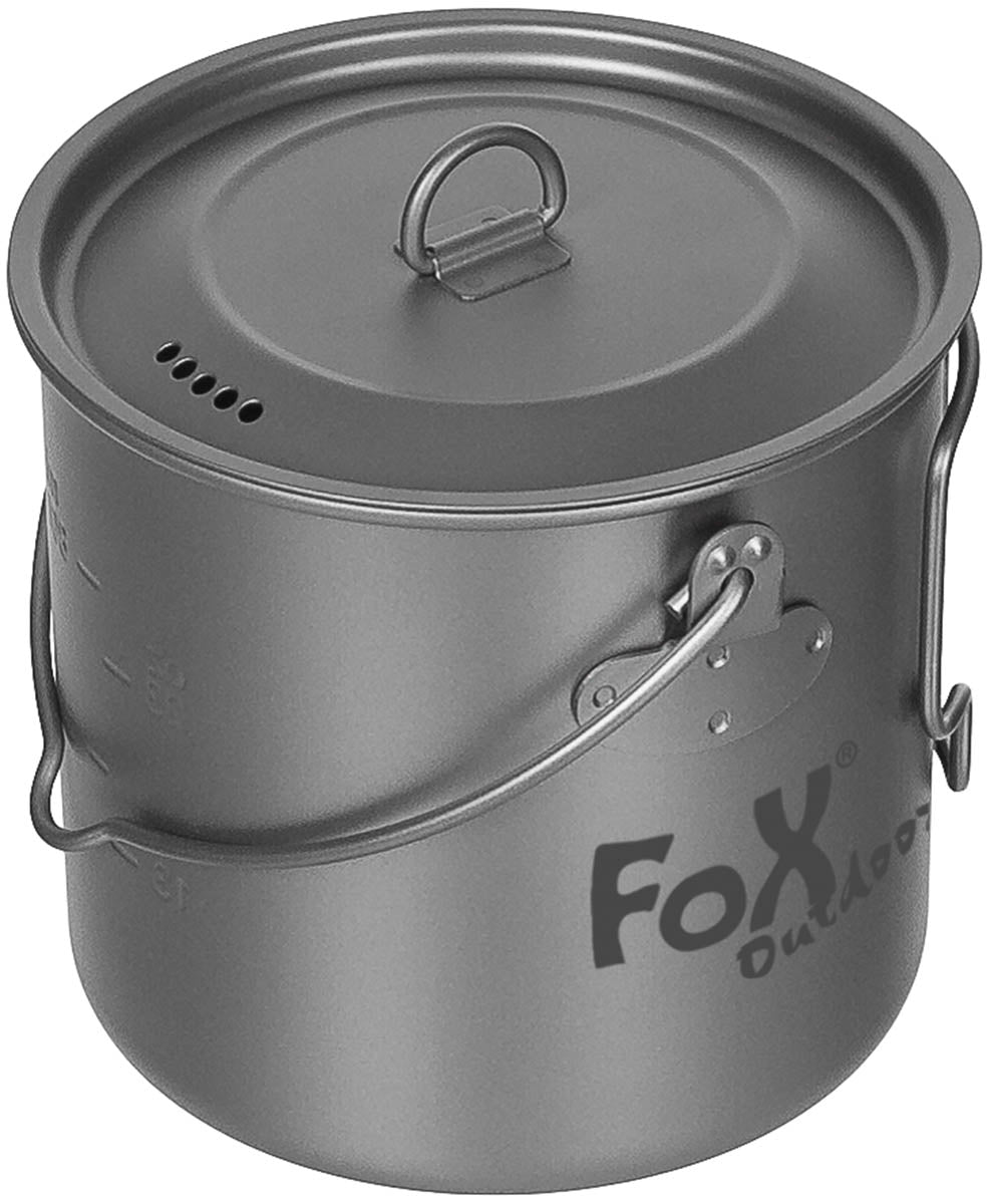 Topf, Titan, klein, mit Deckel, Klappgriffe, ca. 1,1 l