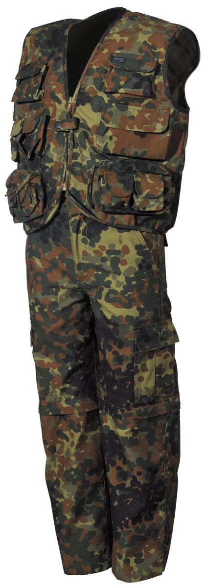 Kinder-Anzug, Weste und Hose, flecktarn,Hosenbeine abnehmbar