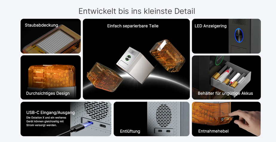 Ostation X automatisches 3 in 1 Ladegerät für AA-Akkus