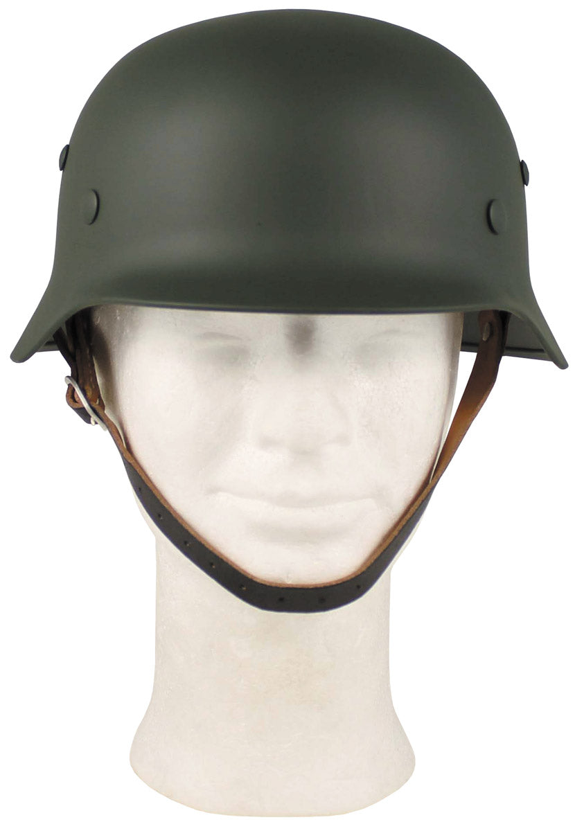 Stahlhelm WW II, oliv, mit Leder-Innenteil