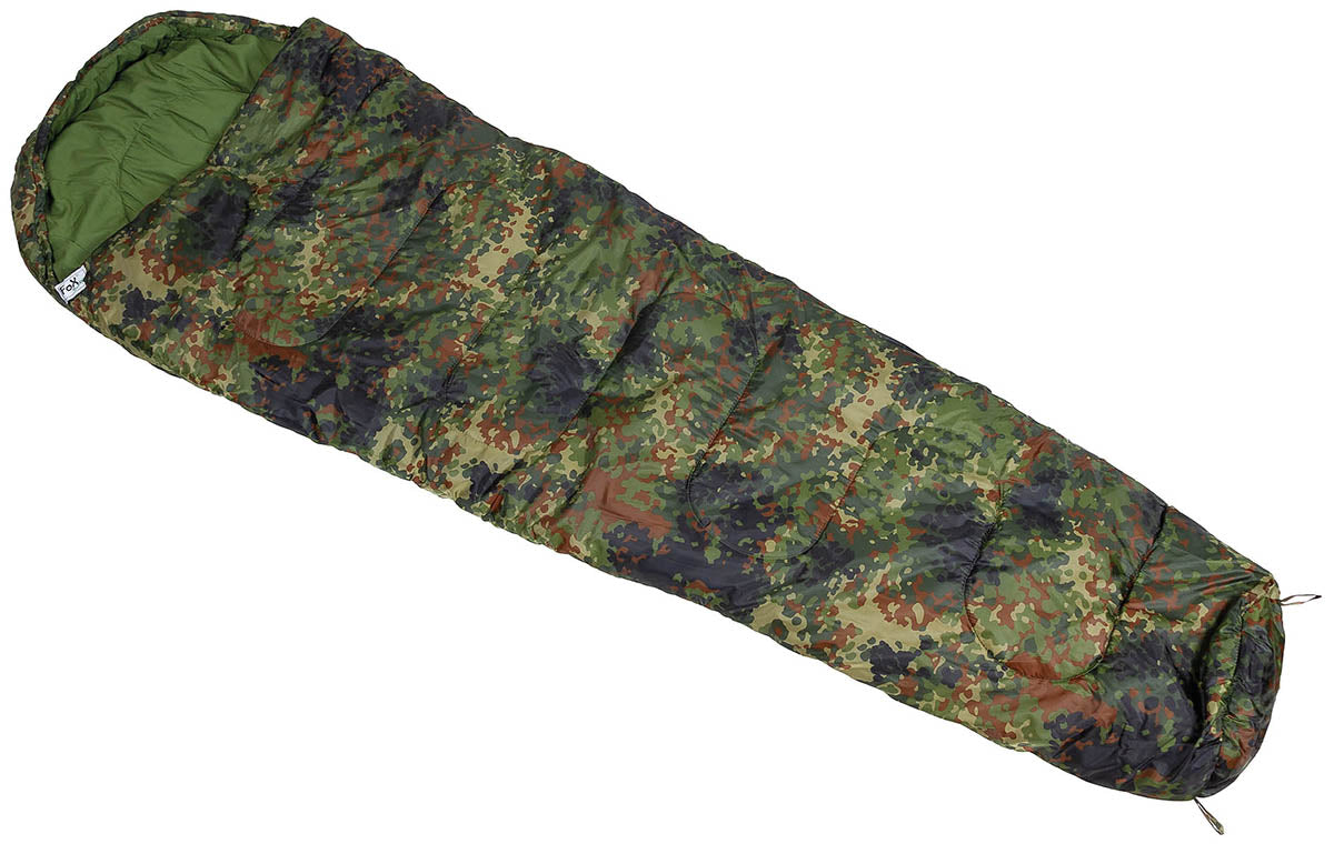 Mumienschlafsack, flecktarn, 2-lagige Füllung