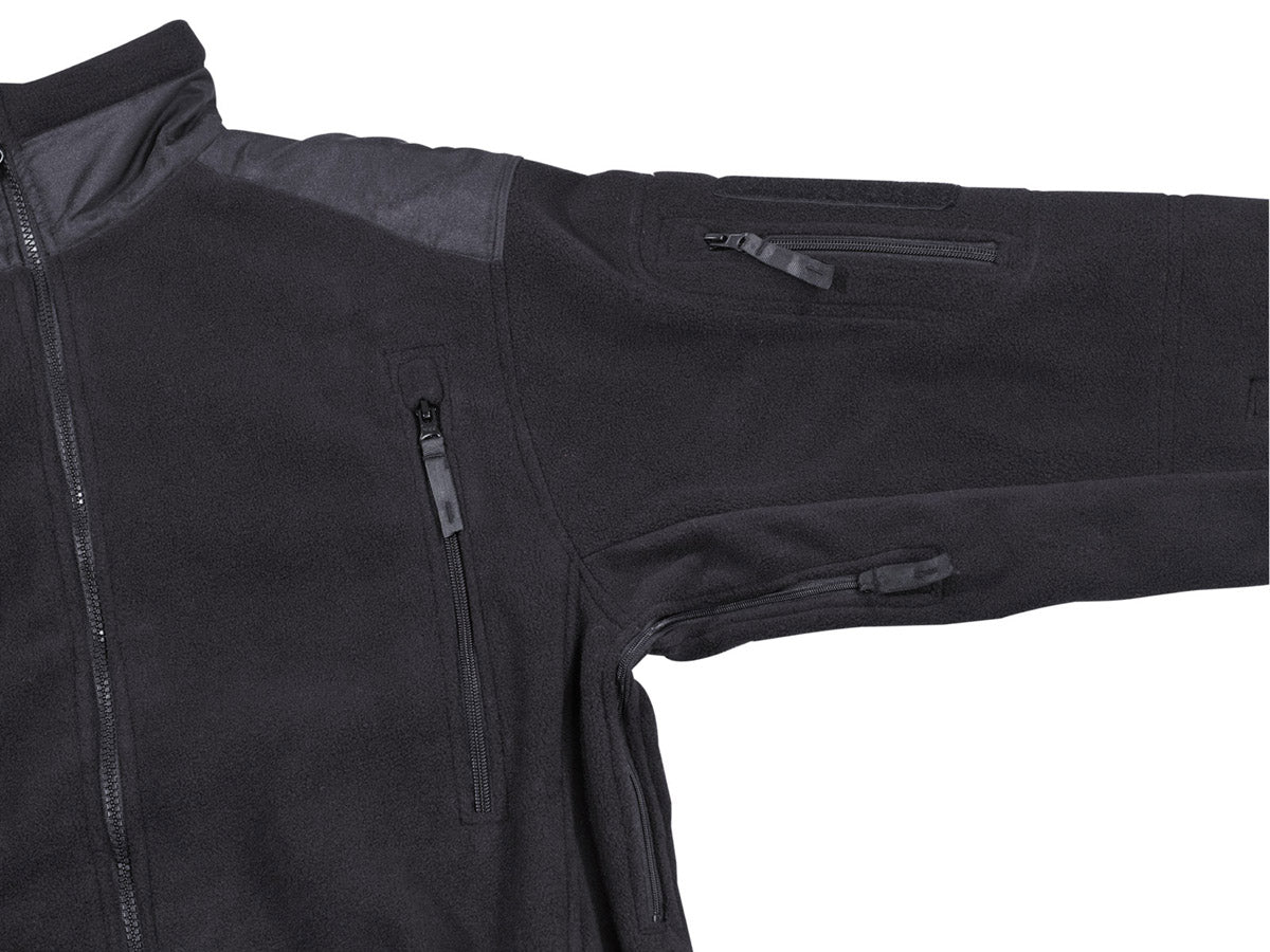Fleecejacke, Reißverschluss-Taschen, Lange Ärmel, Schwarz, Outdoor-Jacke, Fleecejacke, Reißverschlusstaschen, Brusttasche, La