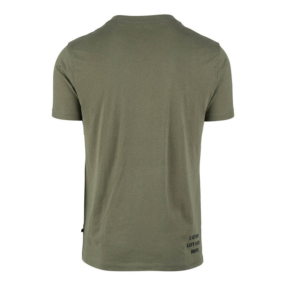 T-Shirt, Short sleeve, Olive green, Crew neck, Back print