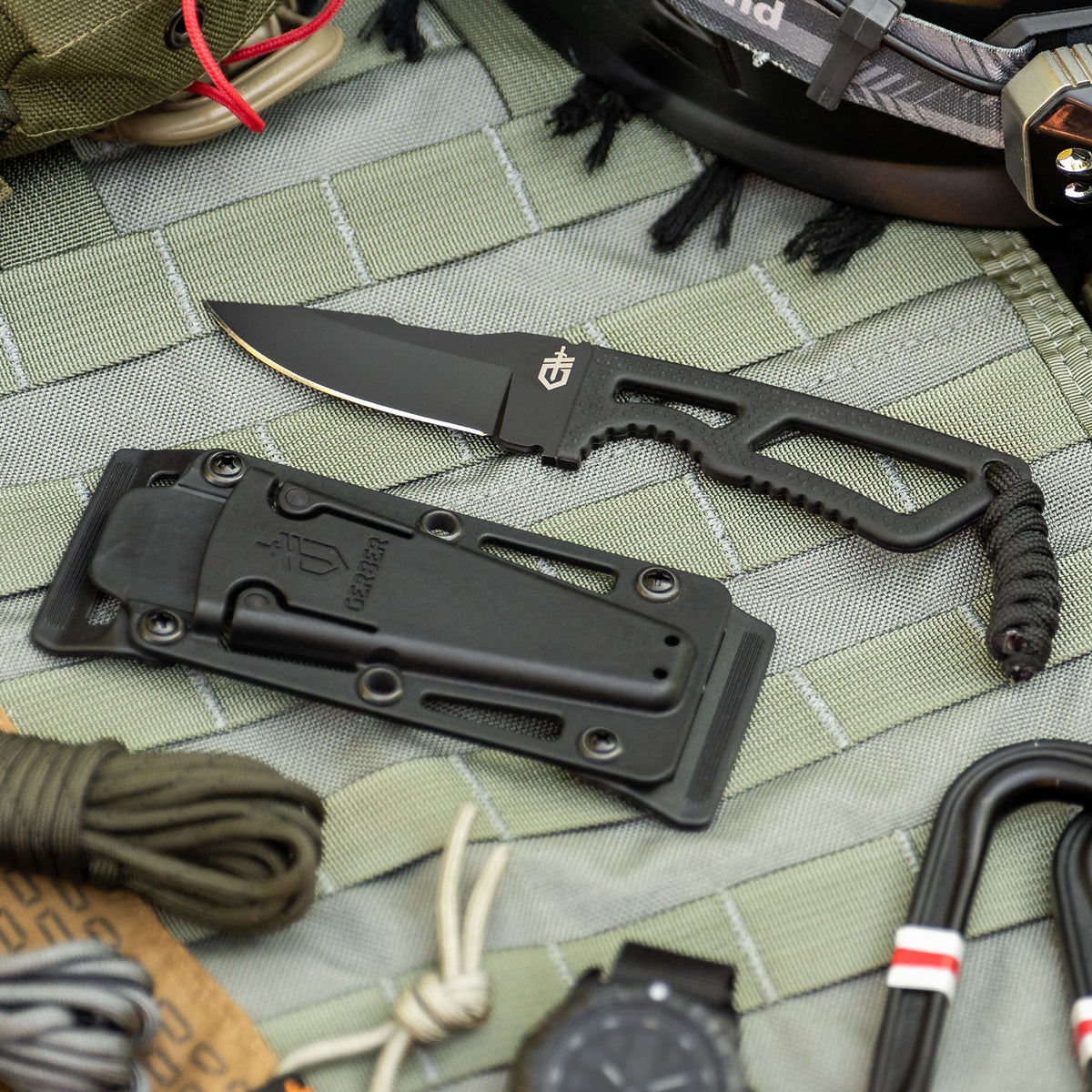 messer, taktisch, feststehend, scheide, paracord