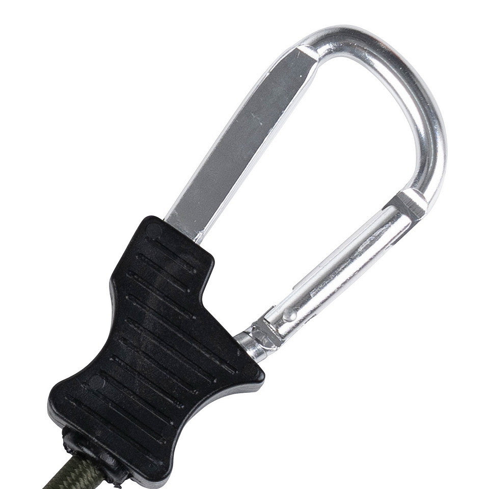karabiner, metall, schwarze griffik, seilklemme, outdoor-gear