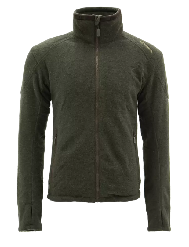 Fleecejacke, Stehkragen, Vollreißverschluss, Dunkelgrün, Reißverschluss-Taschen