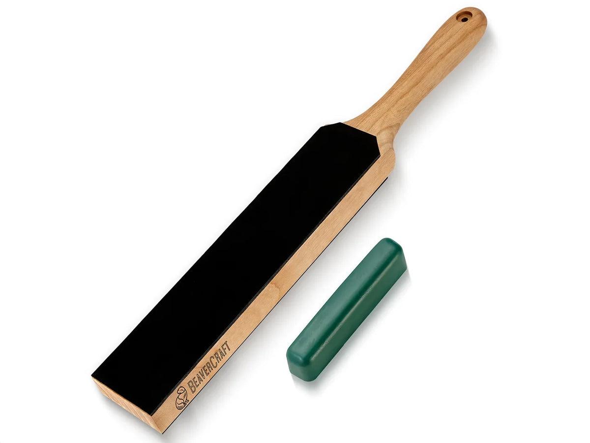 BeaverCraft - LS6P1 Doppelseitiger Leder-Abziehriemen mit Poliermasse