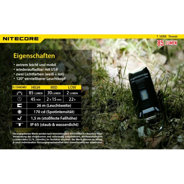Taschenlampe, LED, Nitecore, T-Serie, 85 Lumen