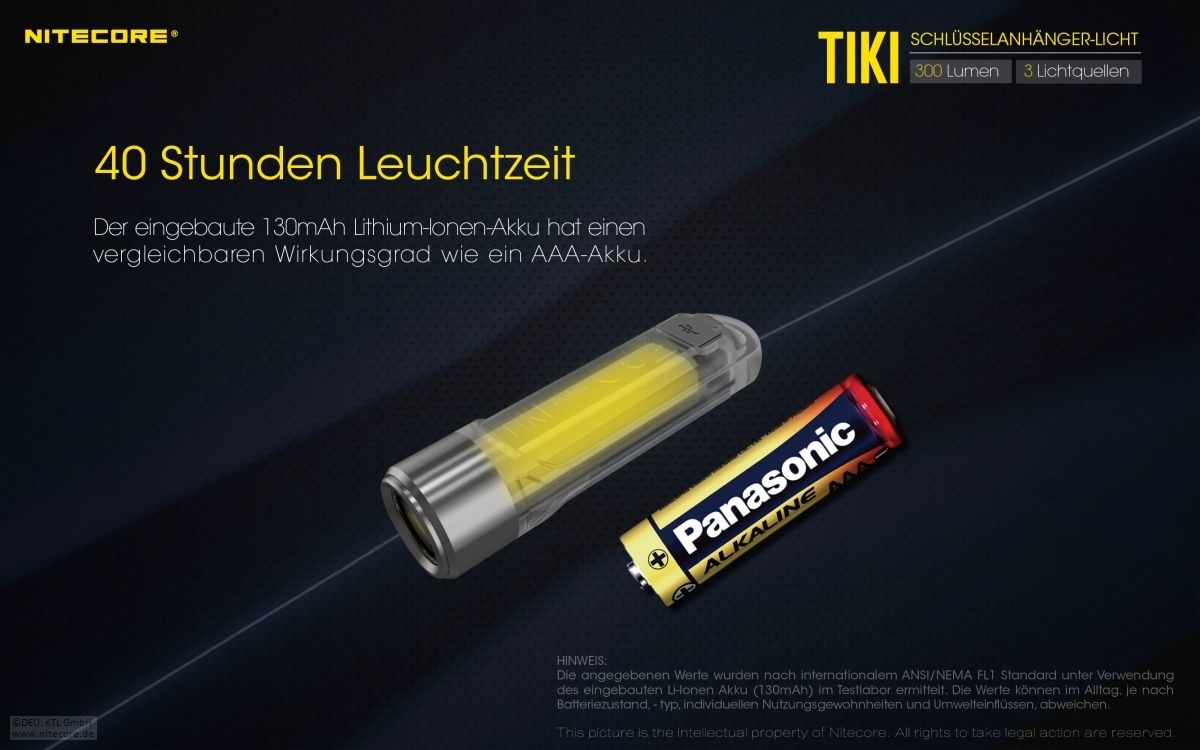 Nitecore - TIKI mini Taschenlampe mit UV Licht (300 Lumen)