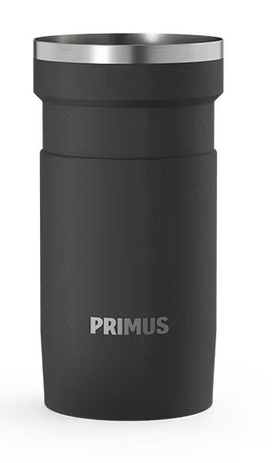Reisebecher, Thermo-Becher, schwarze Tasse, Metallrand, Primus