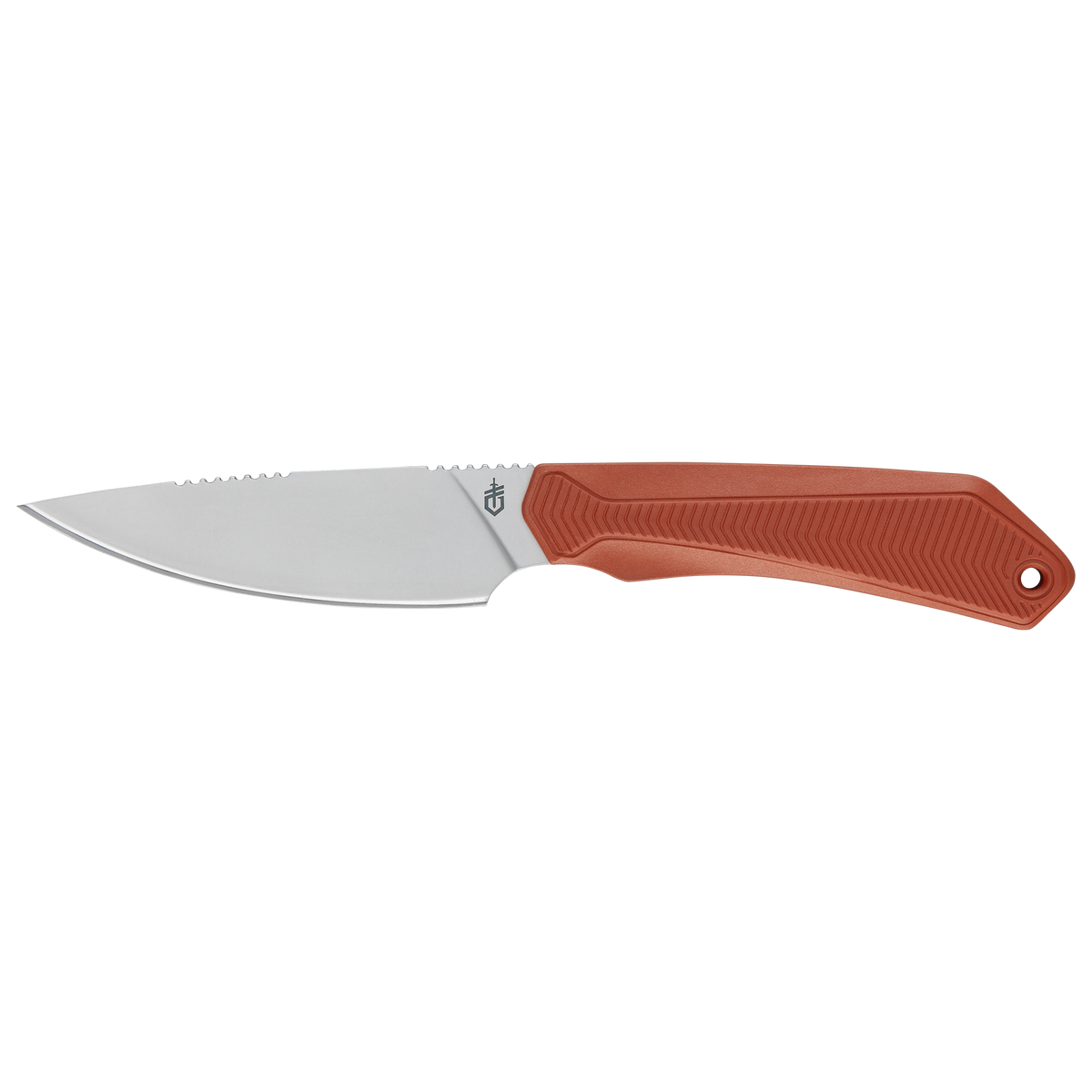 knife, fixed-blade, spear-point, orange-handle, manual