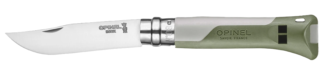 Kombi-Messer, Fingerhakenmesser, Opinel Messer, Olive-Grün Griff, Inox-Klinge
