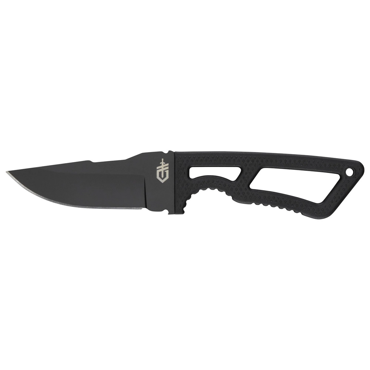 Tasche Messer, Kampfmesser, Fixed Blade, Grau/Schwarz, Griff Grip-Textur