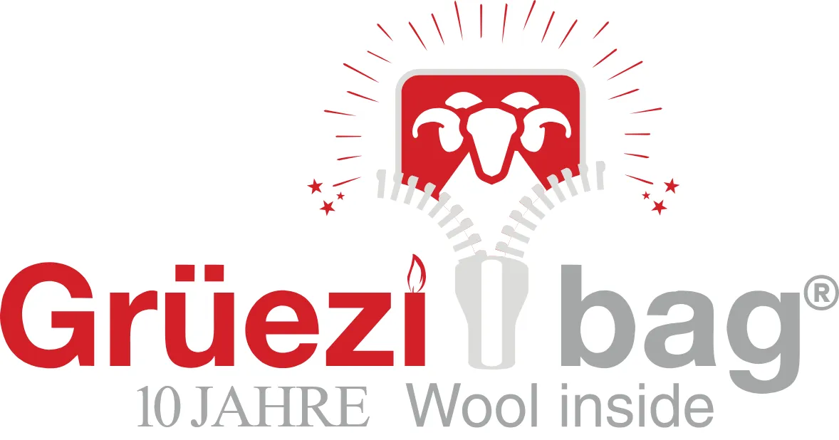 logo, Grüezi bag, Wool inside, 10 Jahre, textured logo
