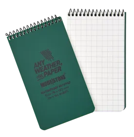 Modestone - Wasserfester Notizblock mit Lineal 76x130mm, 50 Blatt (grün)