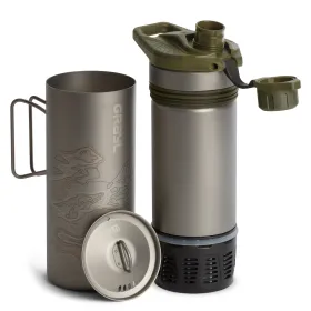 GRAYL - Wasserfilter Geopress TI+ Titanium Bottle & Cook Lid (olive drab)