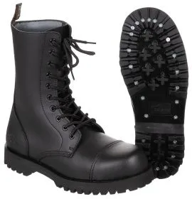 Stiefel, 10-Loch,"Pure Trash", schwarz, Stahlkappe, Schrauben