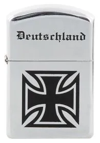 Benzin-Sturmfeuerzeug, chrom poliert, "Deutschland", unbef.
