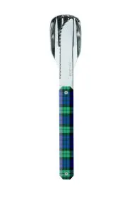 AKINOD - Besteckset 12H34, Hochglanz Poliert, Grüner Tartan