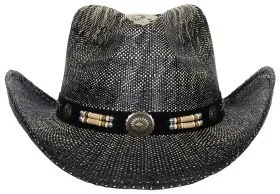 Strohhut, "Texas", mit Hutband, schwarz-braun