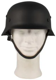 Stahlhelm WW II, schwarz, mit Leder-Innenteil