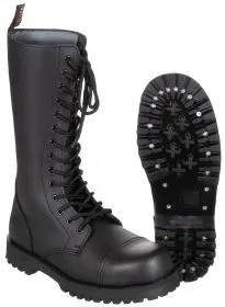 Stiefel, 14-Loch,"Pure Trash", schwarz, Stahlkappe, Schrauben