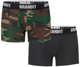 Brandit - Boxer Shorts Logo 2 Pack woodland-black