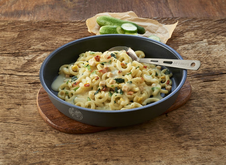 Sahnenudeln mit Hühnchen und Spinat