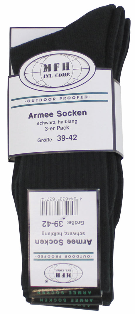 Army Socken, schwarz, halblang, 3er Pack