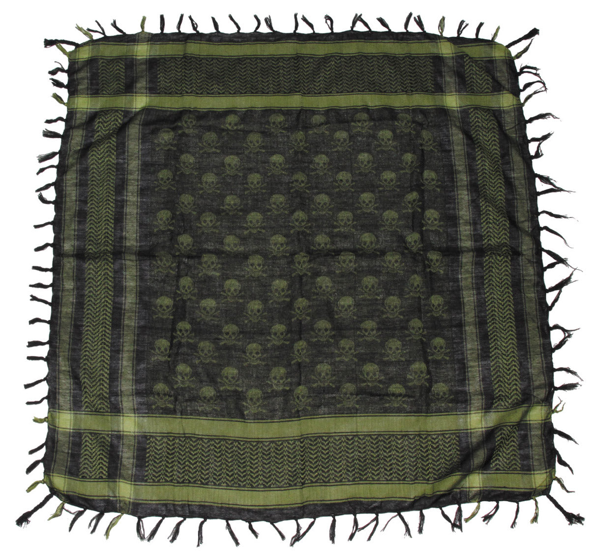 Halstuch, "Shemagh", oliv-schwarz, mit Totenkopf