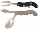 Taschenmesserbesteck, 4 in 1, schwarz, teilbar