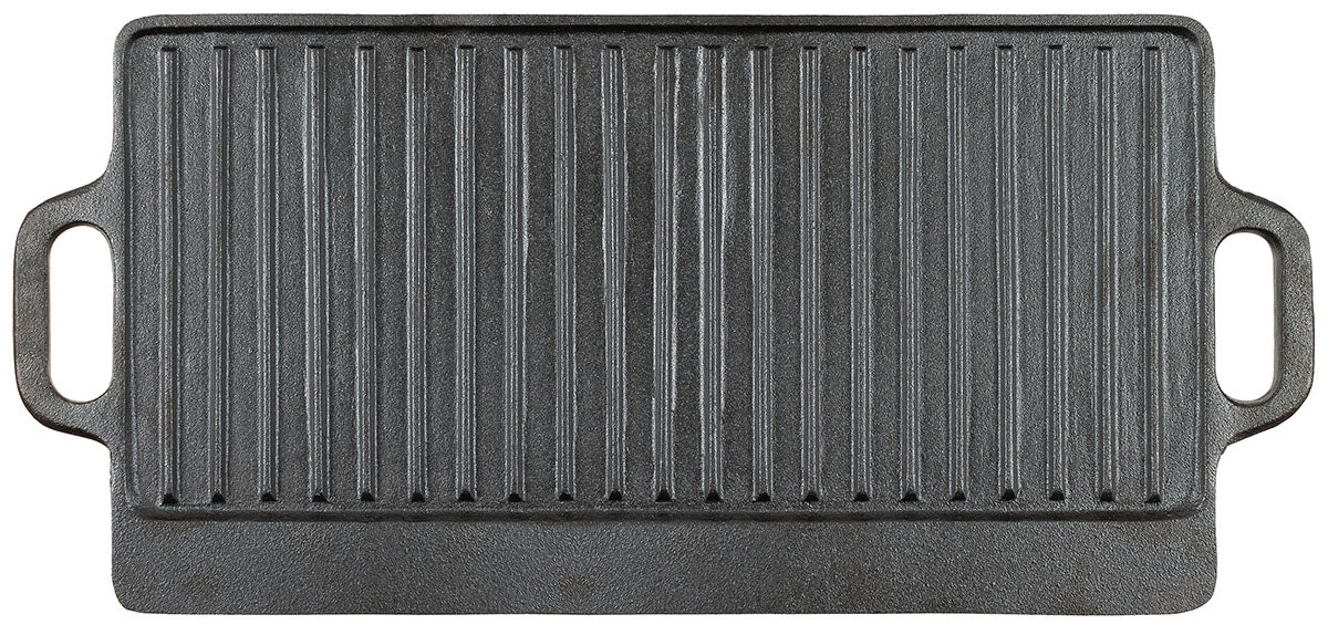 Grillplatte, Gusseisen, 2 Griffe, ca. 50 x 23 x 1,5 cm