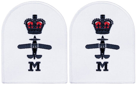 Brit. Stickabzeichen, weiss, "ROYAL NAVY, M", neuw.