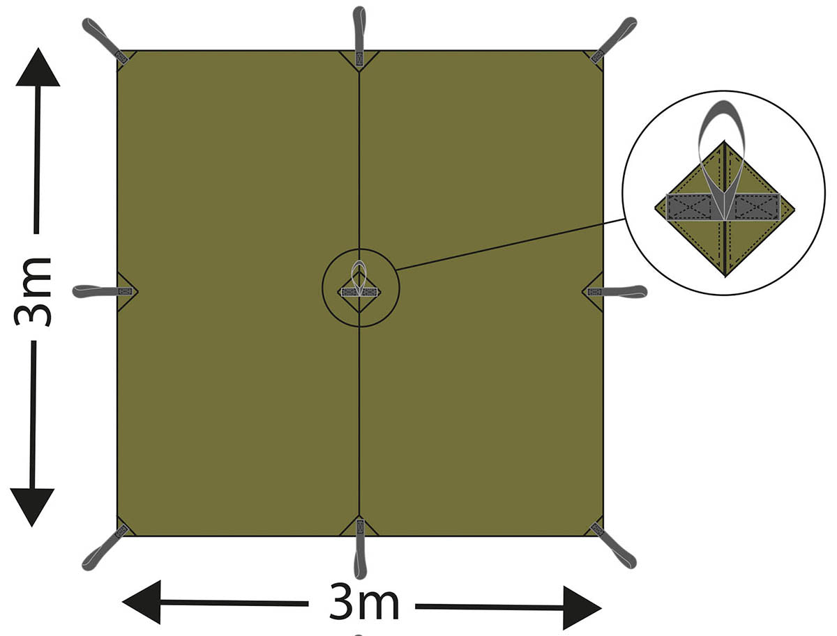 Mehrzweckplane, "Tarp Extrem", flecktarn, ca. 300 x 300 cm