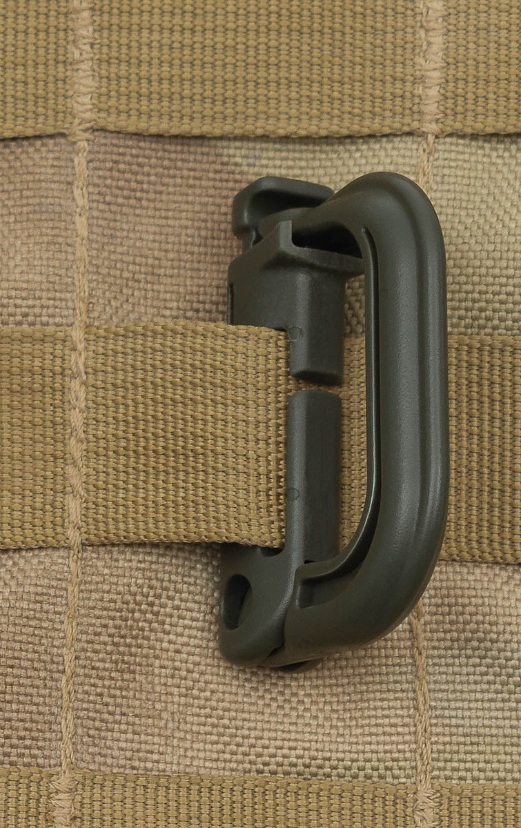 Karabiner, Plastik, "MOLLE", oliv, 2er Pack