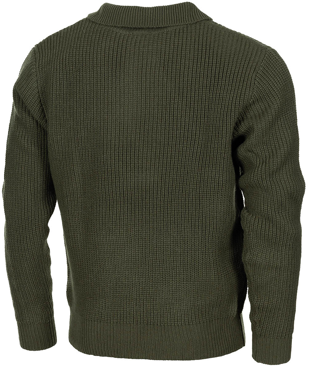 Pullover, "Troyer", oliv, mit Reissverschluss