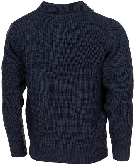 Pullover, "Troyer", blau, mit Reissverschluss