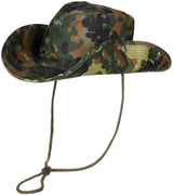 Buschhut, flecktarn, mit Kinnband, zum Hochstellen