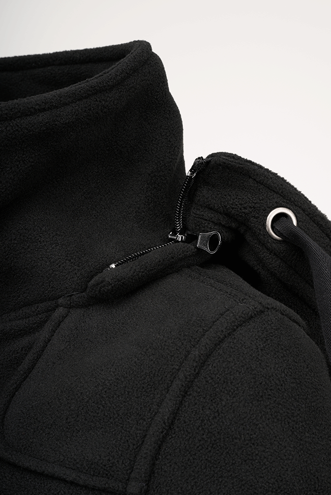 Women Square Fleece Jacket black