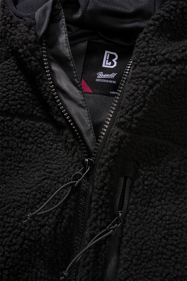 Women Teddyfleece Jacket Hooded black