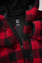 Women Teddyfleece Jacket Hooded red/black