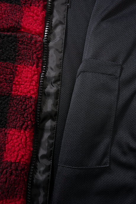 Women Teddyfleece Jacket Hooded red/black